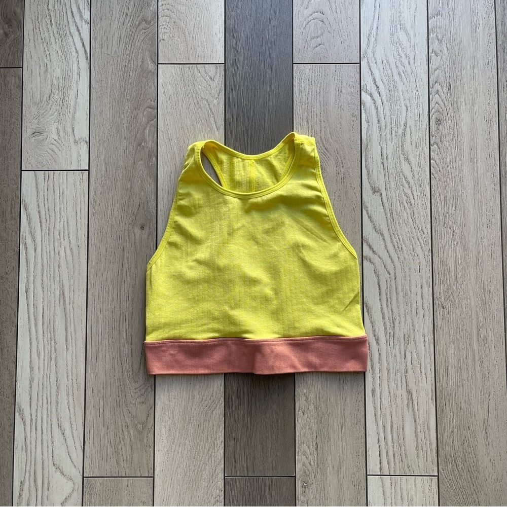 Anthropologie Yellow Colorblocked sport bra